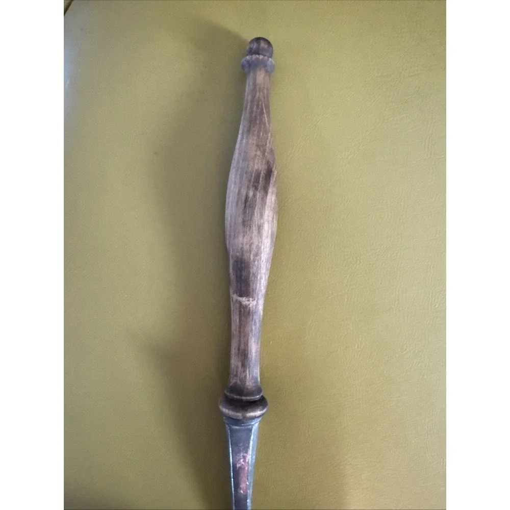 Antique Pewter Soup Ladle Hand Turned Wood Handle 12